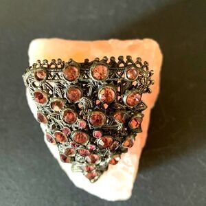 Work of Art Antique Metal work Shield Dress pin, Unmarked